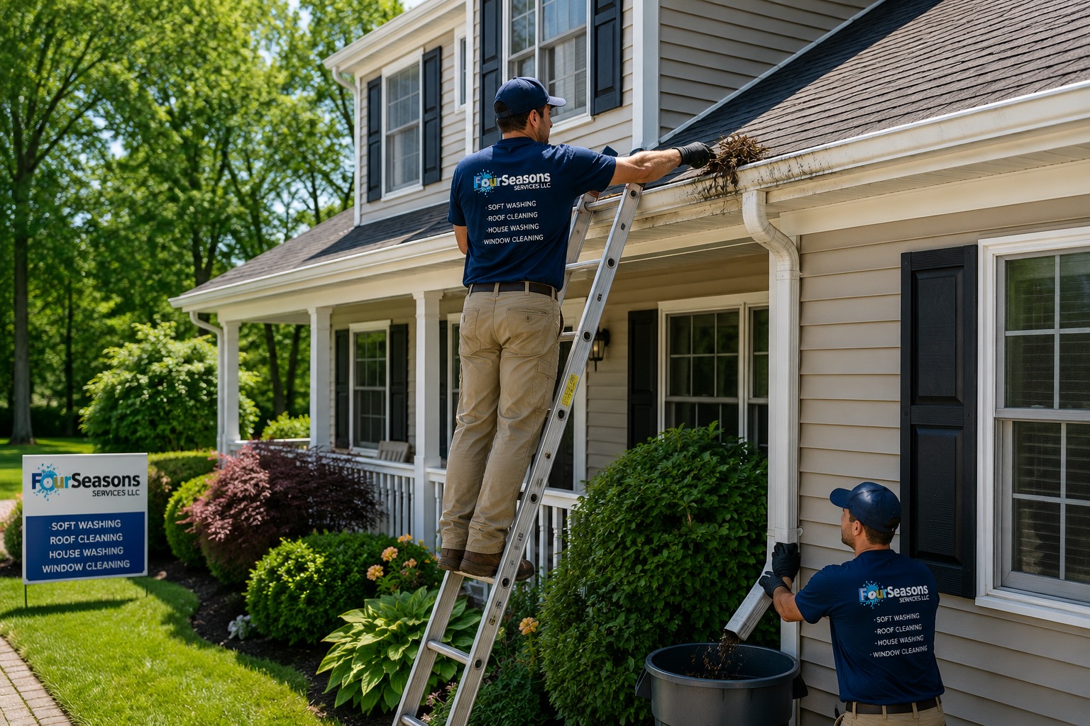 Professional gutter cleaning by Four Seasons Services in New Jersey